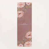 Blush Waterverf Floral Personaliseer het Manuscrip Yogamat (Achterkant)