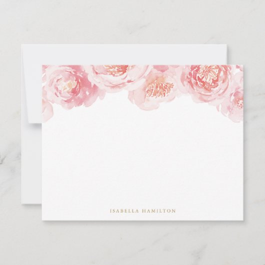 Blush waterverf floral Personalized Stationery Notitiekaartje (Voorkant)