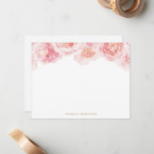 Blush waterverf floral Personalized Stationery Notitiekaartje (Voorkant / Achterkant in situ)