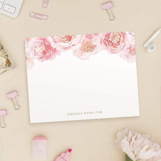 Blush waterverf floral Personalized Stationery Notitiekaartje