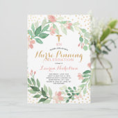 Blush Waterverf Floral RN draaiend afstuderen Kaart (Staand voorkant)