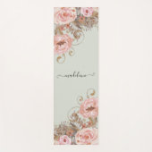Blush Waterverf Floral Sage Green Name Script Yogamat (Voorkant)