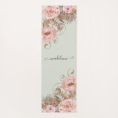 Blush Waterverf Floral Sage Green Name Script Yogamat (Achterkant)