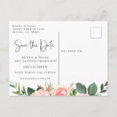 Blush Waterverf Floral Save the Date Aankondigingskaart (Achterkant)
