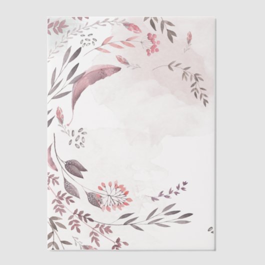 Blush Waterverf Floral Swirl Lijst Vellum Uitnodigingen (Voorkant)