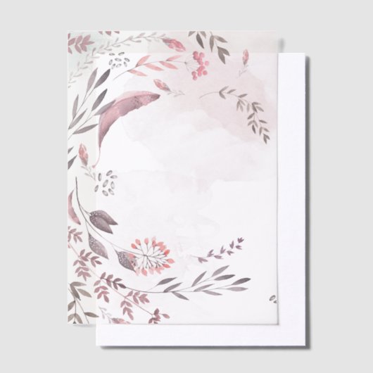 Blush Waterverf Floral Swirl Lijst Vellum Uitnodigingen (Offset)