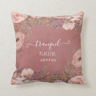 Blush Waterverf Floral Tranquil vreedzame vreugde Kussen