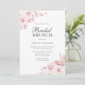 Blush Waterverf Floral Vrijgezellenfeest Brunch Kaart (Staand voorkant)