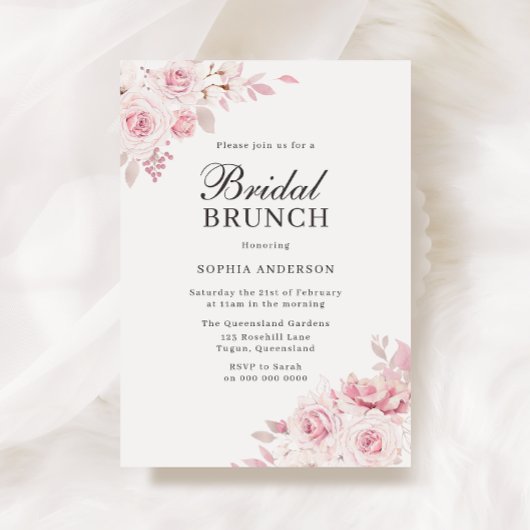 Blush Waterverf Floral Vrijgezellenfeest Brunch Kaart