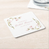 Blush Waterverf Floral Vrijgezellenfeest Onderzett Kartonnen Onderzetters (Schuin)