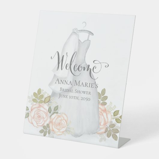 Blush Waterverf Floral Vrijgezellenfeest Welcome P Reclamebord Met Voetstuk (Voorkant)