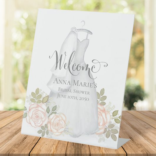 Blush Waterverf Floral Vrijgezellenfeest Welcome P Reclamebord Met Voetstuk