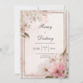 Blush Waterverf Floral Wedding Kaart (Voorkant)