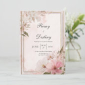 Blush Waterverf Floral Wedding Kaart (Staand voorkant)