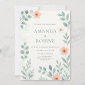 Blush Waterverf Floral Wedding Kaart (Voorkant)