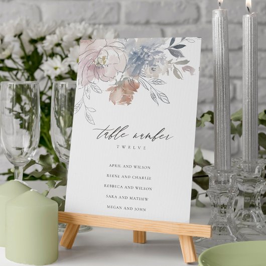 Blush Waterverf Floral Wedding Seating Chart Kaart