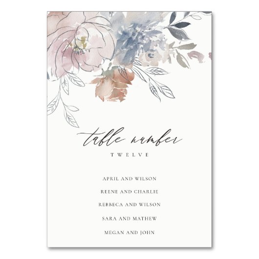 Blush Waterverf Floral Wedding Seating Chart Kaart (Achterkant)