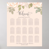 Blush Waterverf Floral Wedding Seating Chart Poster (Voorkant)