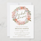 Blush Waterverf Floral Wreated Vrijgezellenfeest Kaart (Voorkant)