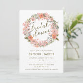 Blush Waterverf Floral Wreated Vrijgezellenfeest Kaart (Staand voorkant)