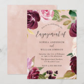 Blush Waterverf Floral Wreatgement Party Kaart (Voorkant / Achterkant)