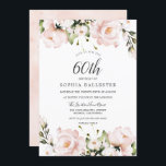 Blush Waterverf Flowers 60th Birthday Party Kaart<br><div class="desc">Blush Waterverf Flowers 60th Birthday Party Invitation Zie overeenkomend collectie in Niche en nestwinkel</div>