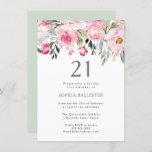 Blush Waterverf Flowers Elegant 21st Birthday Kaart<br><div class="desc">Blush Waterverf Flowers Elegant 21e verjaardag Uitnodiging prachtige elegante florale waterverf design Volledig  / gepersonaliseerd</div>