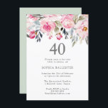 Blush Waterverf Flowers Elegant 40th Birthday Kaart<br><div class="desc">Blush Waterverf Flowers Elegant 40th Birthday Uitnodiging prachtige elegante florale waterverf design Volledig  / gepersonaliseerd</div>