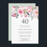 Blush Waterverf Flowers Elegant 40th Birthday Kaart<br><div class="desc">Blush Waterverf Flowers Elegant 40th Birthday Uitnodiging prachtige elegante florale waterverf design Volledig  / gepersonaliseerd</div>