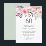Blush Waterverf Flowers Elegant 60th Birthday Kaart<br><div class="desc">Blush Waterverf Flowers Elegant 60th Birthday Uitnodiging prachtige elegante florale waterverf Volledig  / gepersonaliseerd</div>