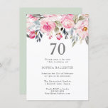 Blush Waterverf Flowers Elegant 70th Birthday Kaart<br><div class="desc">Blush Waterverf Flowers Elegant 70th Birthday Party Uitnodiging prachtige elegante florale waterverf design Volledig  / gepersonaliseerd</div>