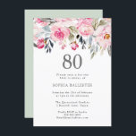 Blush Waterverf Flowers Elegant 80th Birthday Kaart<br><div class="desc">Blush Waterverf Flowers Elegant 80th Birthday Uitnodiging prachtige elegante florale waterverf Volledig  / gepersonaliseerd</div>