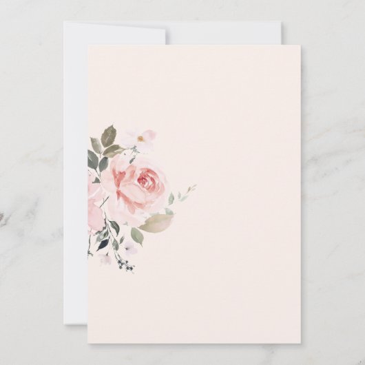 Blush Waterverf Flowers Faux Gold Dedication Kaart (Achterkant)