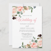 Blush Waterverf Flowers Moderne bruiloft design Kaart (Voorkant)