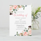 Blush Waterverf Flowers Moderne bruiloft design Kaart (Staand voorkant)