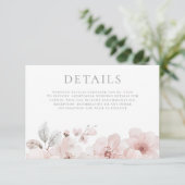 Blush Waterverf Flowers Mooie bruiloft details Informatiekaartje (Staand voorkant)