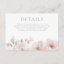 Blush Waterverf Flowers Mooie bruiloft details Informatiekaartje