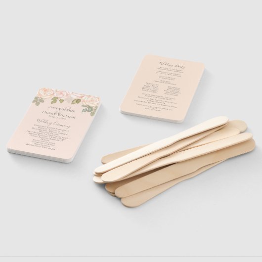 Blush Waterverf Foliage Wedding Programme Handwaaier (Niet-gemonteerd)