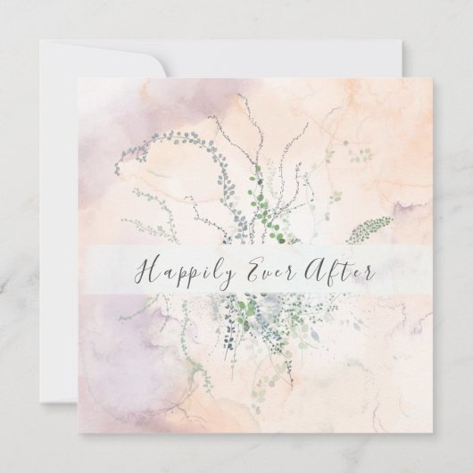 Blush Waterverf Forest Greenery Wedding Kaart (Achterkant)