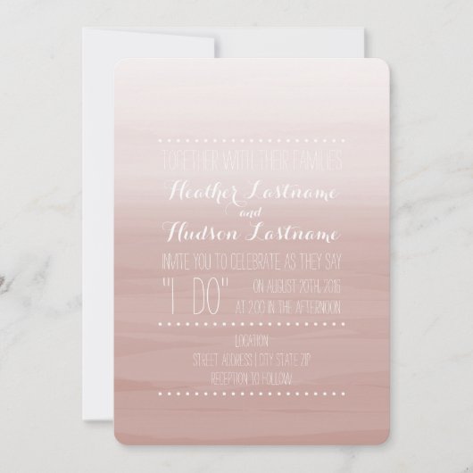 Blush Waterverf geïnspireerde ombre Wedding Kaart (Voorkant)