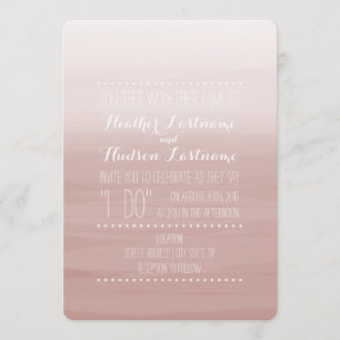 Blush Waterverf geïnspireerde ombre Wedding Kaart