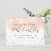 Blush Waterverf Geometric 60th Birthday Kaart (Staand voorkant)