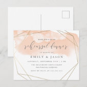 Blush Waterverf Gold Geometric Rehearings Dinner Uitnodiging Briefkaart (Voorkant / Achterkant)