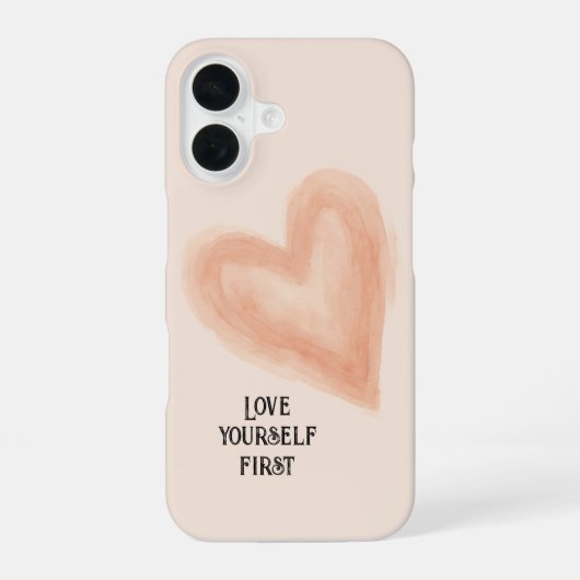 Blush Waterverf Hart 'Hou eerst van jezelf' iPhone 16 Hoesje (Achterkant)