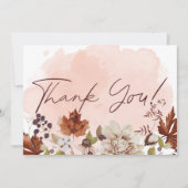 Blush Waterverf herfst moderne bruiloft Bedankkaart (Voorkant)