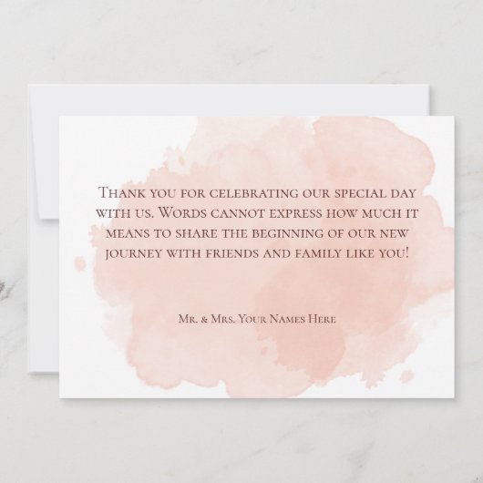 Blush Waterverf herfst moderne bruiloft Bedankkaart (Achterkant)