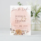Blush Waterverf herfst moderne bruiloft Save The Date (Staand voorkant)