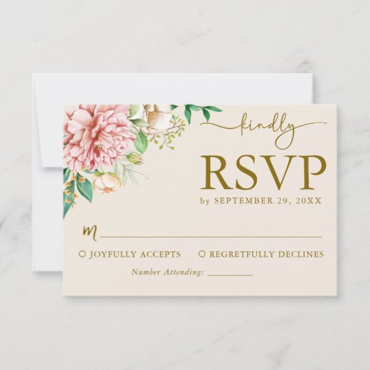 Blush Waterverf Hydrangea Wedding Response Kaart (Voorkant)