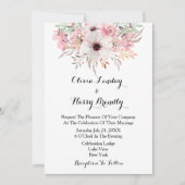 Blush Waterverf Land Floral Weddenschap Kaart (Voorkant)