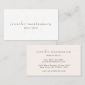 Blush Waterverf Modern Monogrammed Visitekaartje (Voorkant / Achterkant)